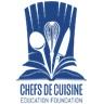 A blue logo of chefs de cuisine education foundation
